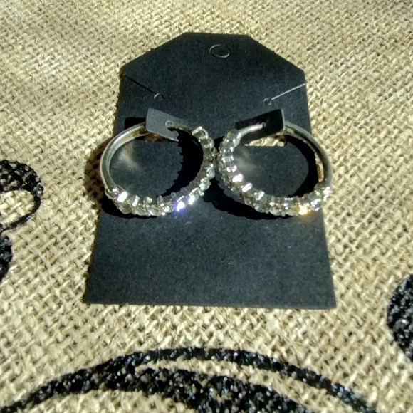 Rhinestone Hoop Earrings - Picture 2 of 13